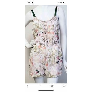 Feather Bone Anthropologie English Breakfast Silk Romper Small
